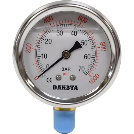 Dakota Hydraulic Pressure Gauge, 1/4" NPT, 0-1000 PSI Dakota-Gauge-GA-1000